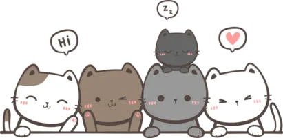 A group of cute kitty cats